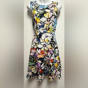 Spense White and Yellow Sleeveless Sundress Fit and Flare